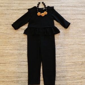 Girls Black Zara Jumpsuit w/Necklace